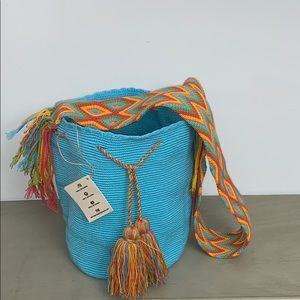 Wayuu Tribe crossbody bags light blue